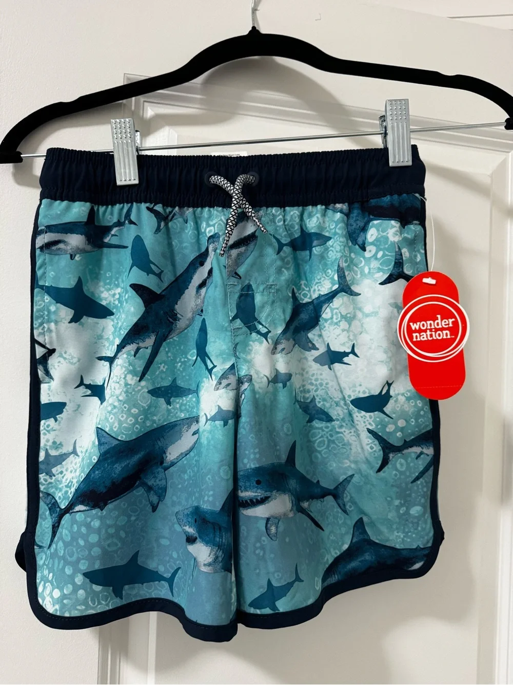 wonder nation Teal Shark-Print One-Piece Swimsuit